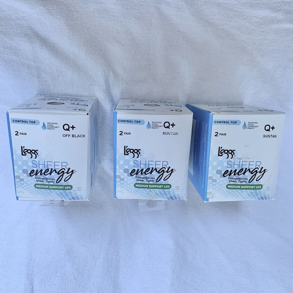 L’eggs 3 Pack Sheer Energy Control Top Medium Support Compression Tights Sz Q+ - Picture 2 of 8